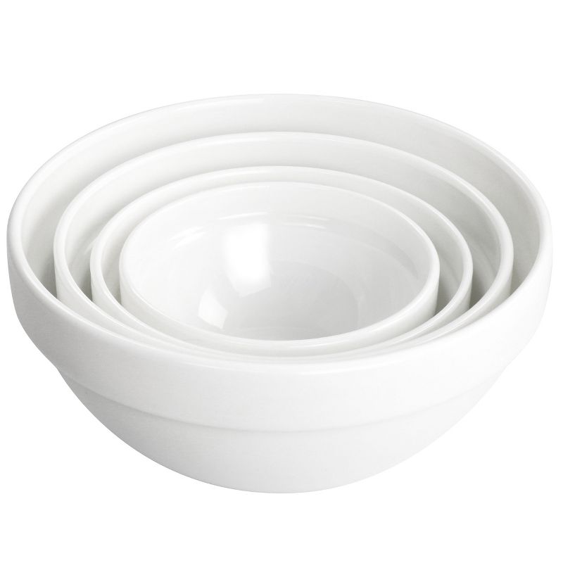 Gibson Ultra White Shadow 8 Piece Tempered Opal Glass Bowl and Lid Set in White, 2 of 7
