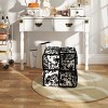 Ottoman Foot Rest Soft and Comfortable Ottoman Square  Black and white print Design Sofa Stool - Black - 4 of 4