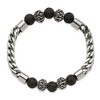 Chisel Stainless Steel Antiqued and Polished with 8mm Lava Stone BeadedStretch Bracelet - 3 of 4