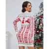 Coolmee Women Crew Neck Long Sleeve Christmas Knit Woolen Slim Wrap Mini Dress - 3 of 4
