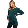 Clearlove Womens Maternity Shirt Fall Long Sleeve Crew Neck T-Shirts Pregnancy Clothes Side Ruched Tunic Tops - 4 of 4