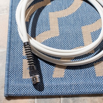 Luxury Blue/Beige 9' x 12' Synthetic Easy-Care Outdoor Area Rug