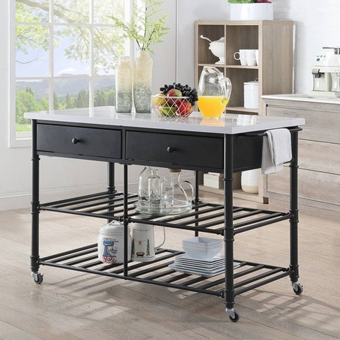 Stainless steel top discount kitchen island with seating