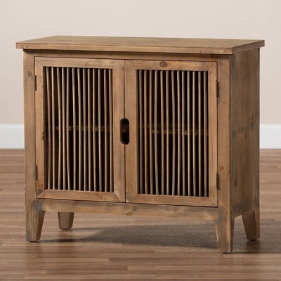 Clement Medium Oak 2-Door Wood Spindle Accent Cabinet
