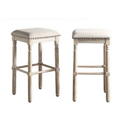 NicBex Set of 2 Bar Stools for Kitchen Island,Counter Bar Stools with Solid Legs and Wood Frame,Bar Chairs for Dining Rooms,Kitchens Islands,Tan/Gray