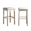 PAGED Saddle Bar Stools Set of 2, Modern Wooden Upholstered Counter Height Bar Chair for Bar, Kitchen, Dining Room - 2 of 4