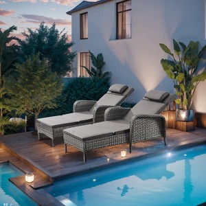 Outdoor 2 Pieces Patio Chaise Lounge Chairs with Cushion - 1 of 4