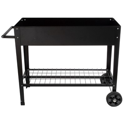 Raised Garden Bed with Shelf, Black