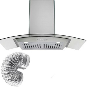 30 Inch Curved Glass Range Hood, Ductless/Ducted Convertible Stove Vent Hood - 1 of 4