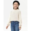 Girls Pullover Sweater Cable Knit Soft Comfy Sweater for Girls Crew Neck Sweater Puff Sleeve Ribbed Knit Cuff - 3 of 4