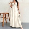 Clotth Women's Romantic Floral Printed Beach Vacation Halter V-Neck Pleated Backless A-Line Dress For Summer Hawaii,Summer Dresses, White-XS - 4 of 4