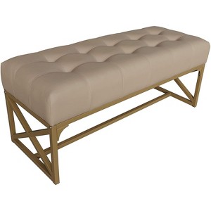eHemco Modern Faux Leather Bench, 40.2 Inches, Gold - 1 of 4