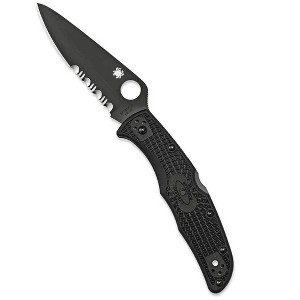 Spyderco Endura 4 Lightweight Folding Pocket Knife with FRN Handle | Black VG-10 Stainless Steel Blade with Partially Serrated Combination Edge, Black - 1 of 4