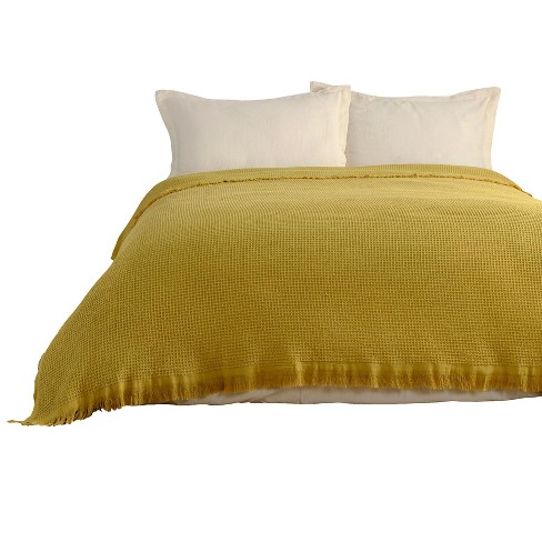 Kafthan Textile Waffle Gold Plain Cotton Queen Coverlet : Target