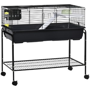 PawHut Two-Story Small Animal Cage Removable from Stand, Guinea Pig, Hedgehog, Chinchilla, Ferret, Shelf & Wheels - 1 of 4