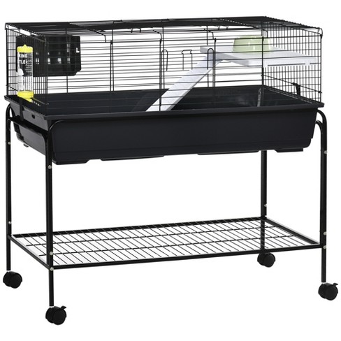 PawHut Two-Story Small Animal Cage Removable from Stand, Guinea Pig, Hedgehog, Chinchilla, Ferret, Shelf & Wheels - image 1 of 4