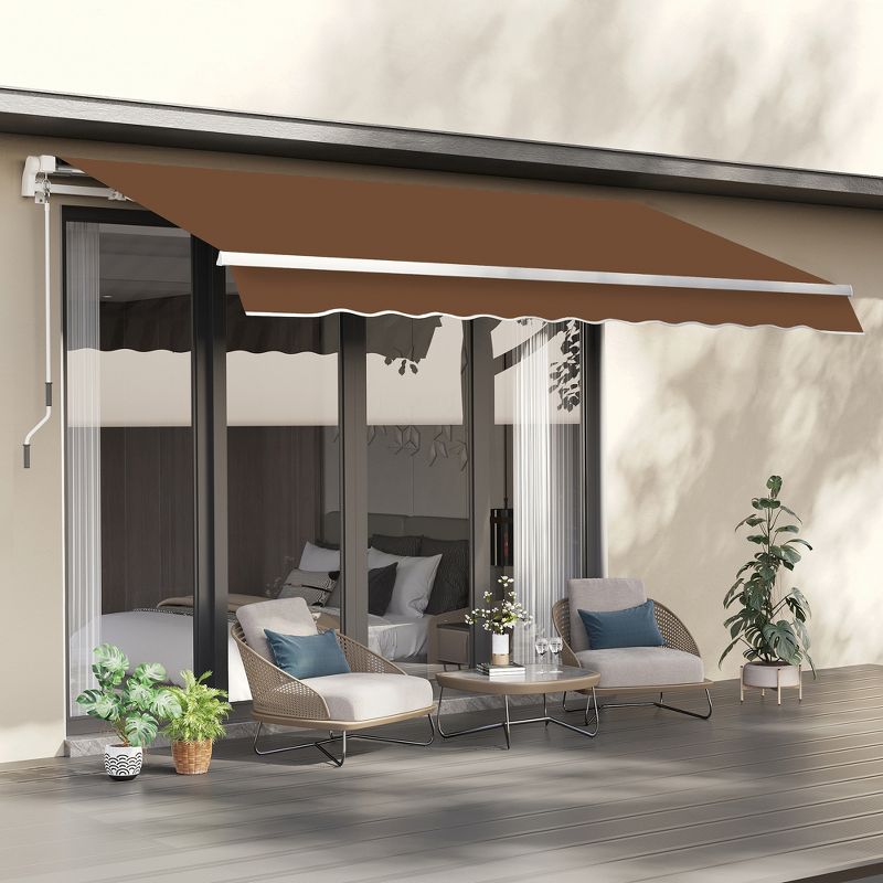 Outsunny Manual Retractable Awning Sun Shade Shelter for Patio Deck Yard with UV Protection and Easy Crank Opening, 3 of 9