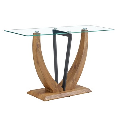 NicBex 50Inch Minimalist Rectangular Dining Table with Tempered Glass Tabletop and MDF Legs