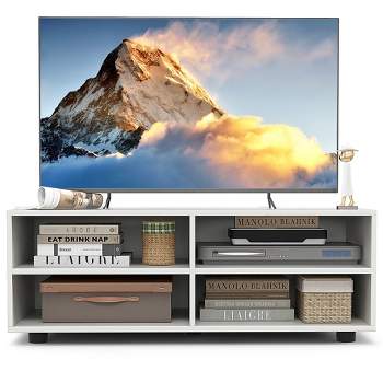 Costway 4-Cubby TV Stand with Storage TV Console Table with Adjustable Shelves Cable Management Hole & Cover for TV up to 40”