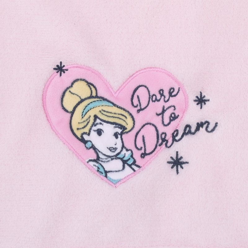 Disney Princess - Dare to Dream Super Soft Pink Heart Cinderella Coral Fleece Baby Blanket, 3 of 5