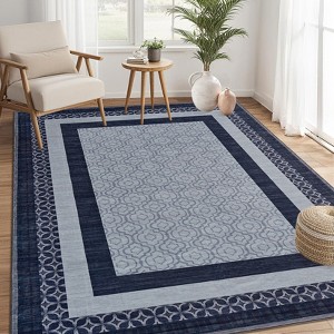 Abstract Washable Area Rug for Living Room, Soft Low-Pile Bedroom Rug, Minimalist Border Stain Resistant Large Room Carpet for Dining Room - 1 of 4
