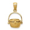 Black Bow Jewelry 14k Yellow Gold 3D Moveable Nantucket Basket Pendant - 4 of 4