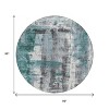 Teal Blue And Ivory Abstract Washable Indoor Outdoor Area Rug - 3 of 4