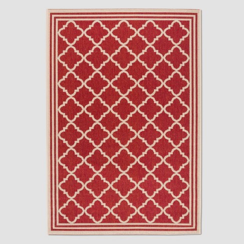 4 X6 Dorotha Outdoor Rug Red Cream, Red Outdoor Rugs Patios