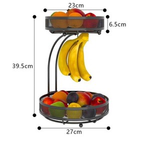 ADIVO 2 Tier Fruit Bowl Carbon Steel Kitchen Fruit and Vegetable Storage Basket - 1 of 4