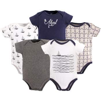 Hudson Baby Infant Boy Cotton Bodysuits 5pk, Sailboat