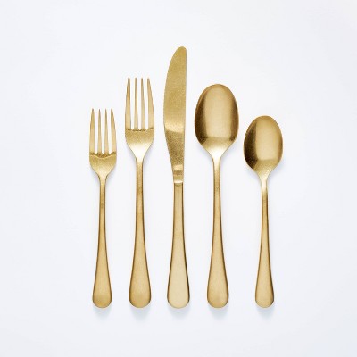 5pc Stainless Steel Flatware Set Gold - Threshold&#8482; designed with Studio McGee