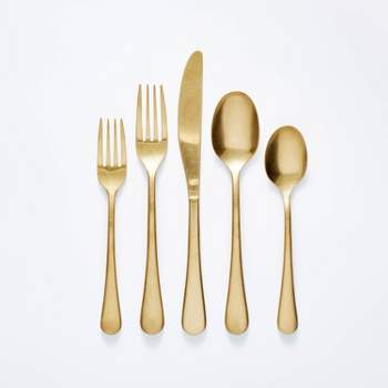 5pc Stainless Steel Flatware Set Gold - Threshold™ designed with Studio McGee
