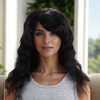 Unique Bargains Women's Long Hair Big Curly Bangs Hair Wig Real Human Hair 16in Black 1 Pc - 2 of 4