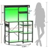 Aheaplus Kitchen Storage Shelf with Hooks, Coffee Bar Station with Power Outlets & LED Light, Bakers Rack with Pull-Out Basket - 3 of 4