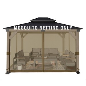 Aoodor Gazebo Replacement Netting Screen, Universal Gazebo 4-Panel Mosquito Net Sidewalls with Double Zippers for Outdoor Patio - 1 of 4