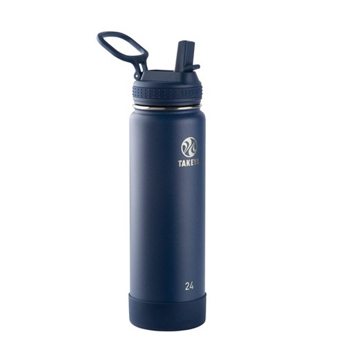 Takeya 24oz Actives Insulated Stainless Steel Water Bottle with Straw Lid -  Midnight Blue
