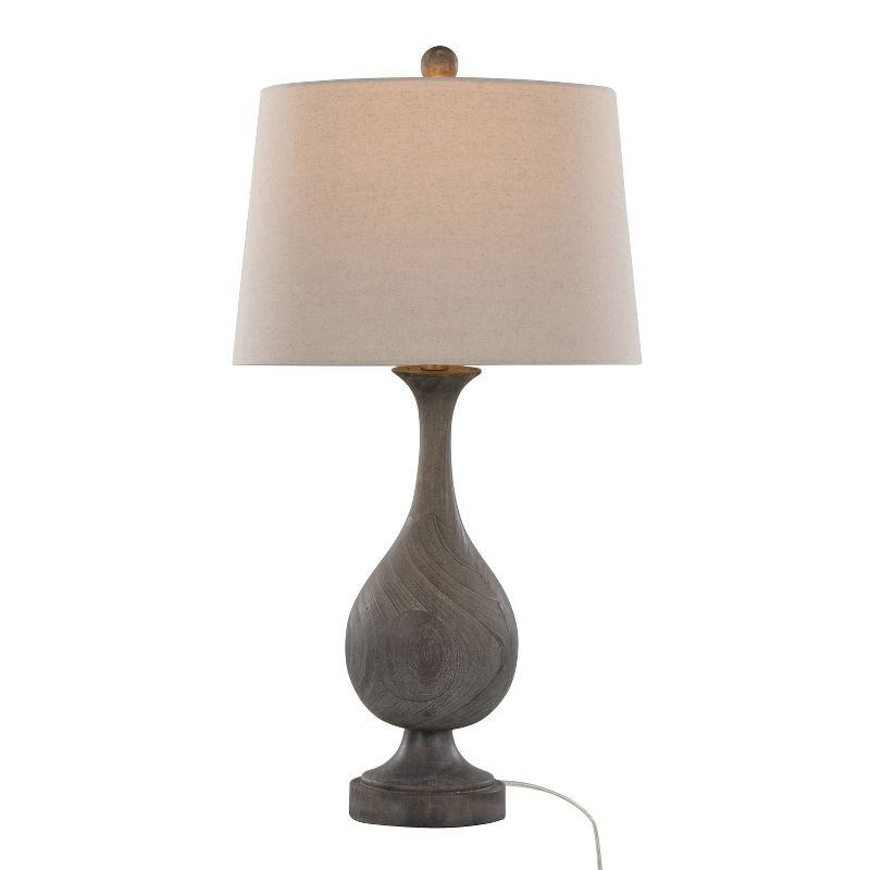 LumiSource (Set of 2) Cipolla Poly 29&#34; Farmhouse Table Lamps Griffin Wood Polyresin Antique Soft Brass and Natural Shade from Grandview Gallery, 3 of 8