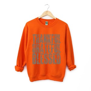 Thankful Grateful Blessed Block Distressed - Women's Graphic Sweatshirt - 1 of 4