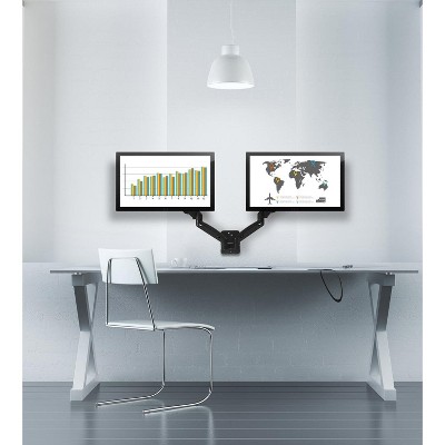 Black Steel Dual Arm Full Motion Monitor Wall Mount