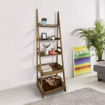 74" 5 Shelf Ladder Bookcase Alpine Gray - Flora Home