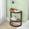Vynxaria Slim Half Moon 2-Tier End Table: 19.69" Rustic Brown Wooden Side Table with Storage Shelf for Small Spaces - 2 of 4