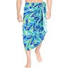 HAPPY BAY Men's Swimwear Cover Up Samoan Beachwear Summer Long Wrap Hawaiian Vacation Lava Lava For Men Sarongs Cover-Up One Size Blue, Leaf - 2 of 4