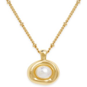 Statement Gemstone Necklace Gold Plated Chunky Dangle Wedding Jewelry White Pearl - 1 of 4