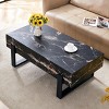 Minimalis Coffee Table With Metal Legs,Marble-Patterned Coffee Table,Coffee Table Unique,Coffee Table For Living Room -Maison Boucle - 3 of 4