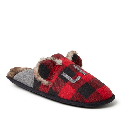 Dearfoams Men's Buffalo Check Papa Bear Family Clog Slip On Slippers 