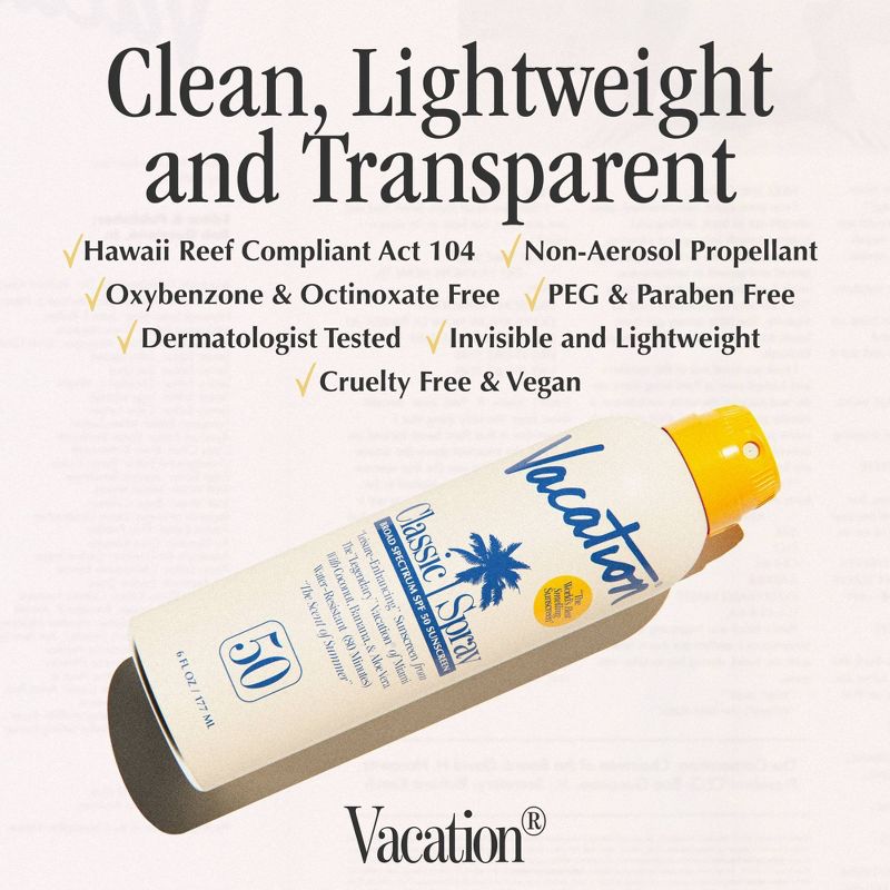 Vacation Classic Sunscreen Spray - SPF 50 - 6 fl oz, 4 of 11