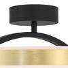 Possini Euro Design Eliza 16" Modern Semi Flush-Mount Ceiling Light Fixture Kitchen Foyer Hallway Ring Round LED Matte Black Antique Brass Finish - 3 of 4