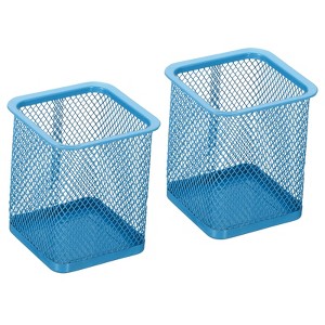 Unique Bargains Metal Large Capacity Square Desk Accessories Mesh Pen Holders 2 Pcs - 1 of 4