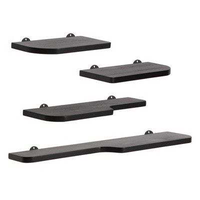 MH London Dale  36" Set of 4 Wall Mounted Shelves Mango Wood in Black