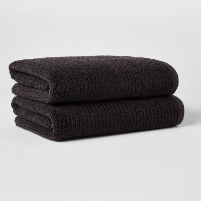 2pk Quick Dry Bath Rug Set Washed Black - Threshold